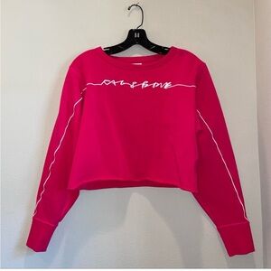 Rag & Bone Script Logo Cropped Pullover in Bright Rose